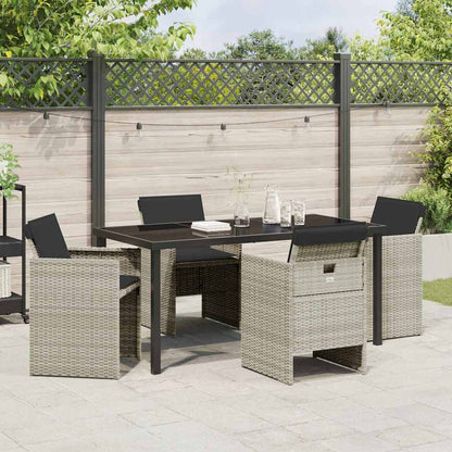 Tuin eettafelset 5 pcs Lichtgrijs poly rattan