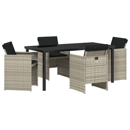 Tuin eettafelset 5 pcs Lichtgrijs poly rattan