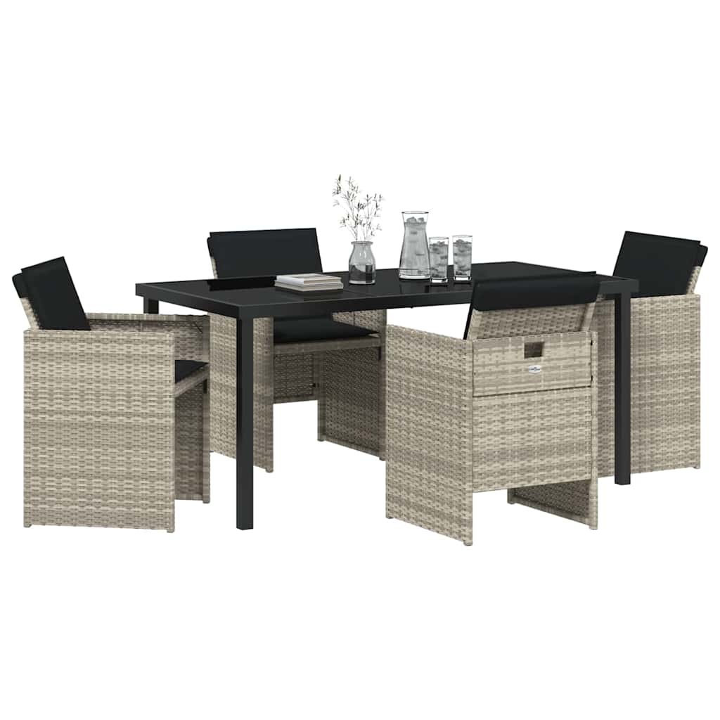 Tuin eettafelset 5 pcs Lichtgrijs poly rattan
