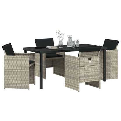 Tuin eettafelset 5 pcs Lichtgrijs poly rattan