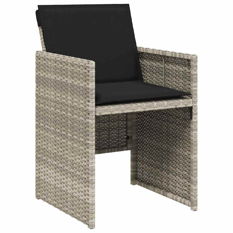 Tuin eettafelset 9 pcs Lichtgrijs poly rattan