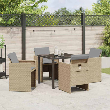 Tuin eettafelset 5 pcs Beige poly rattan