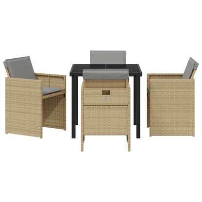 Tuin eettafelset 5 pcs Beige poly rattan