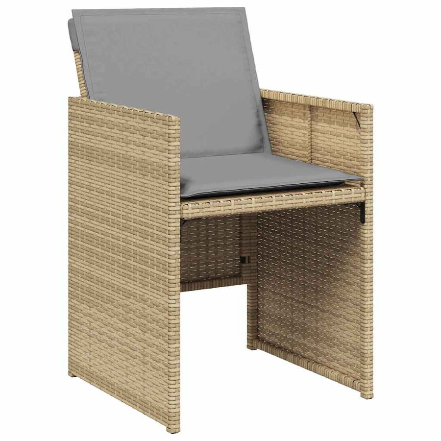 Tuin eettafelset 5 pcs Beige poly rattan