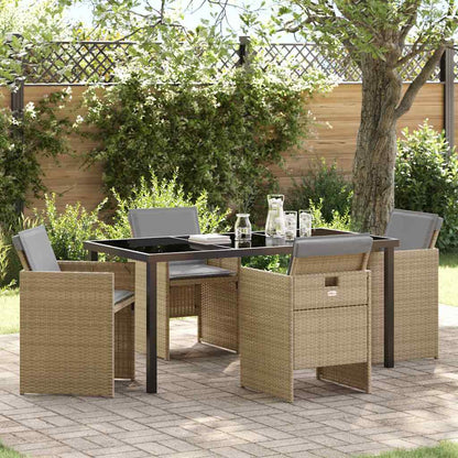 Tuin eettafelset 5 pcs Beige poly rattan