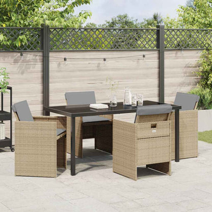 Tuin eettafelset 5 pcs Beige poly rattan