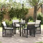Tuin eettafelset 5-delig poly rattan zwart