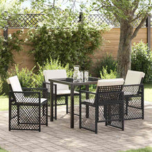 Tuin eettafelset 5 pcs Zwart poly rattan