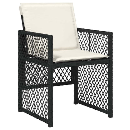 Tuin eettafelset 5 pcs Zwart poly rattan