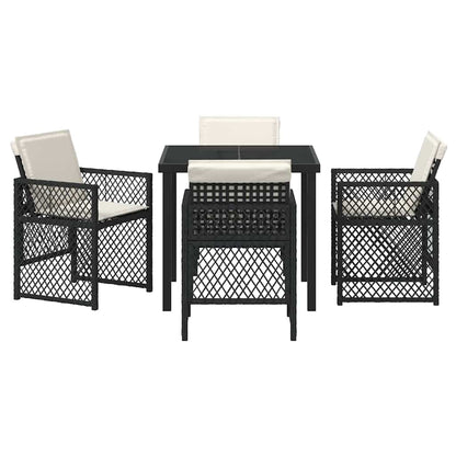 Tuin eettafelset 5 pcs Zwart poly rattan