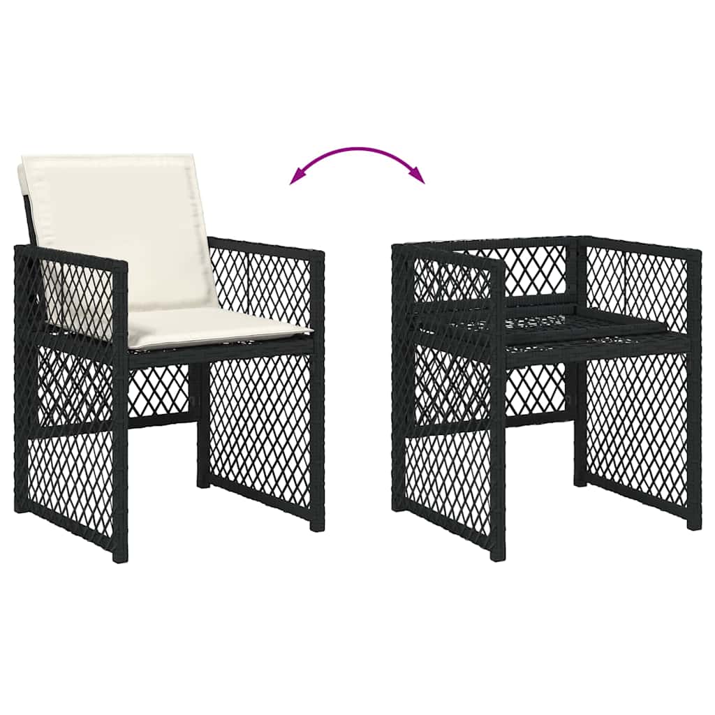 Tuin eettafelset 5 pcs Zwart poly rattan