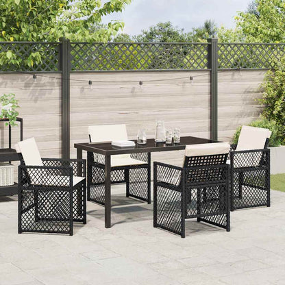Tuin eettafelset 5 pcs Zwart poly rattan