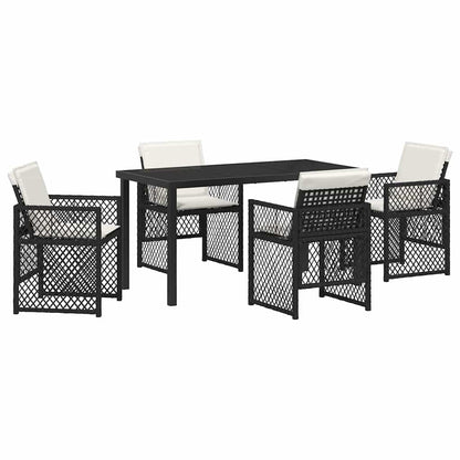 Tuin eettafelset 5 pcs Zwart poly rattan