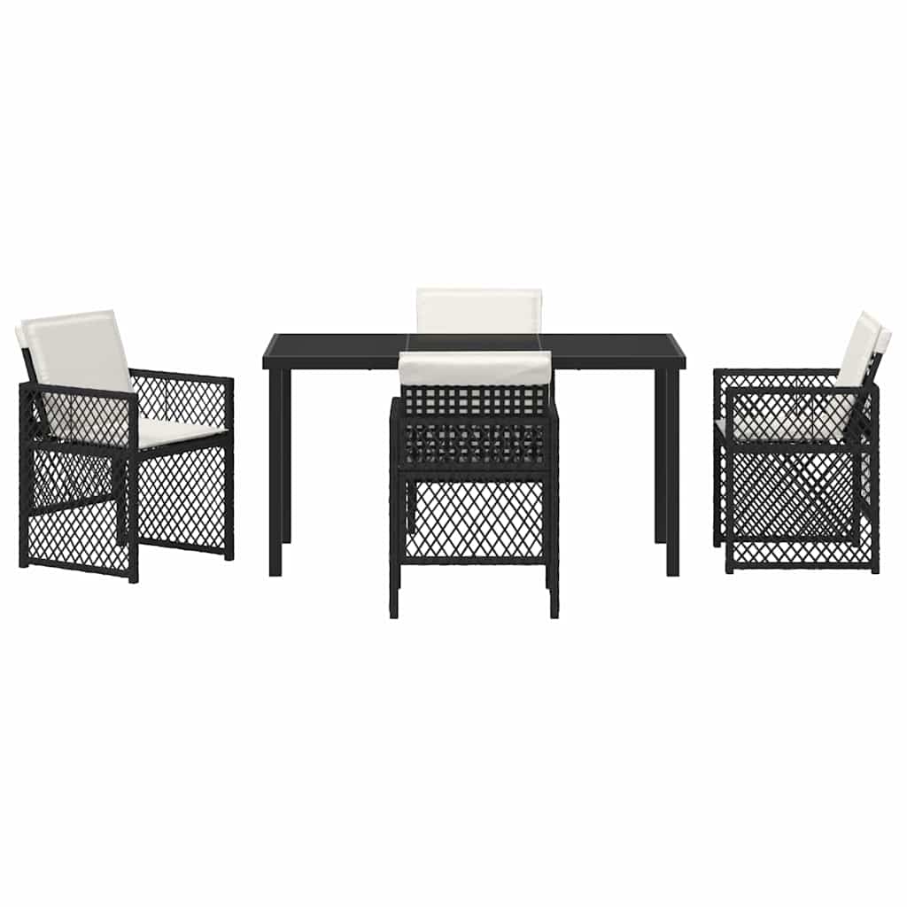 Tuin eettafelset 5 pcs Zwart poly rattan