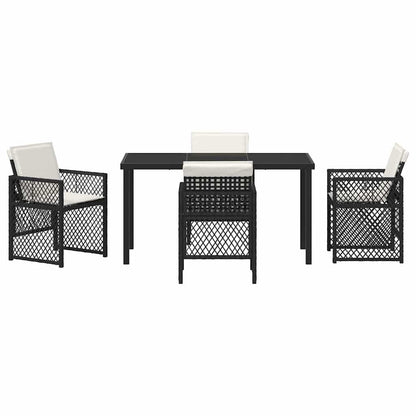 Tuin eettafelset 5 pcs Zwart poly rattan