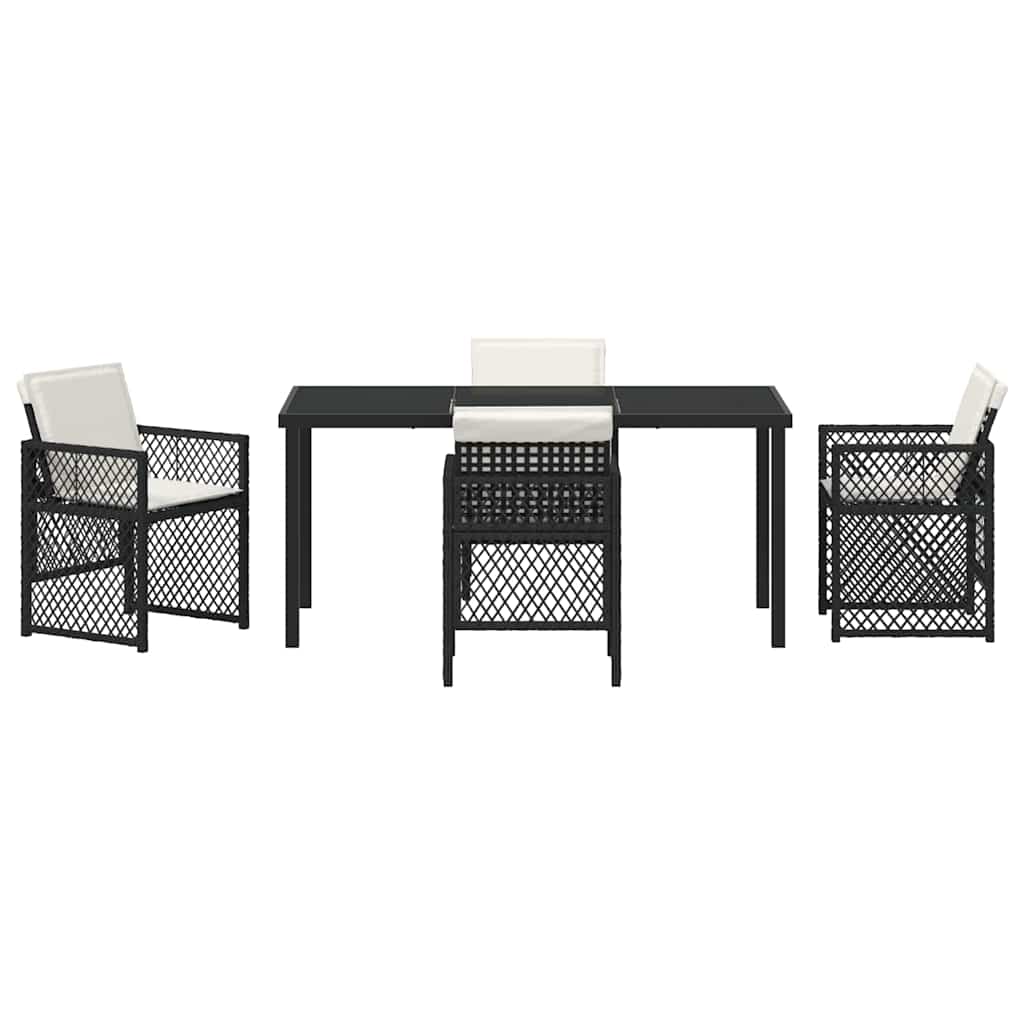 Tuin eettafelset 5 pcs Zwart poly rattan