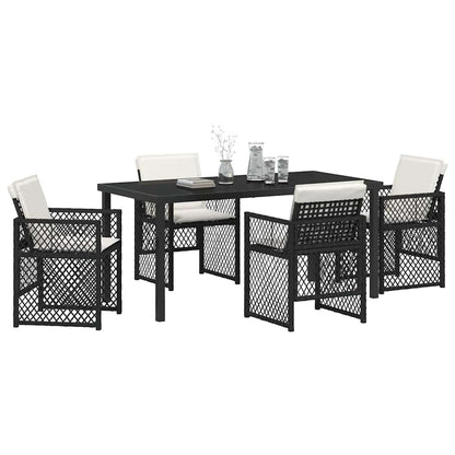 Tuin eettafelset 5 pcs Zwart poly rattan