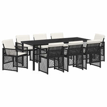 Tuin eettafelset 9 pcs Zwart poly rattan