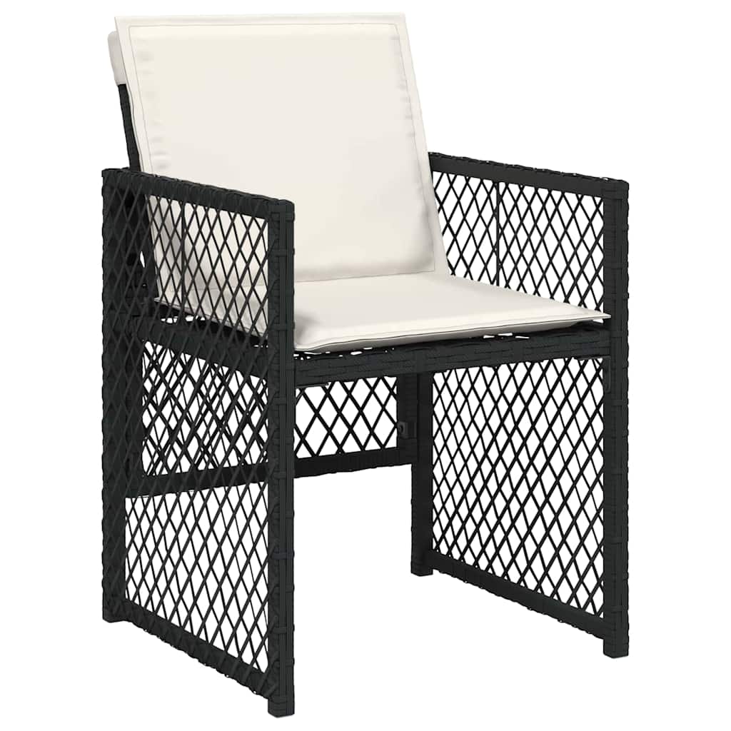 Tuin eettafelset 9 pcs Zwart poly rattan