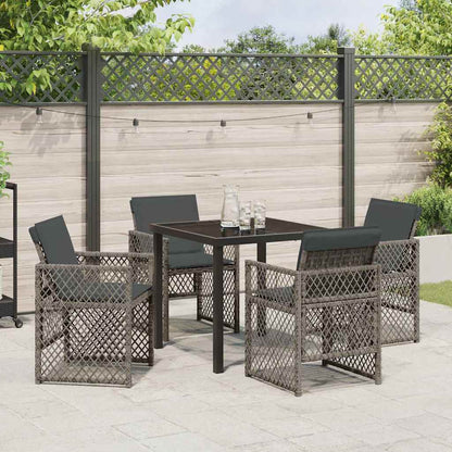 Tuin eettafelset 5 pcs Grijs poly rattan