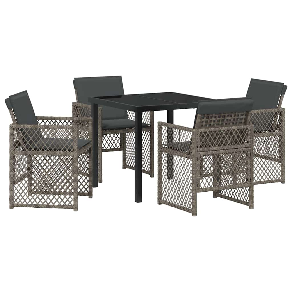 Tuin eettafelset 5 pcs Grijs poly rattan
