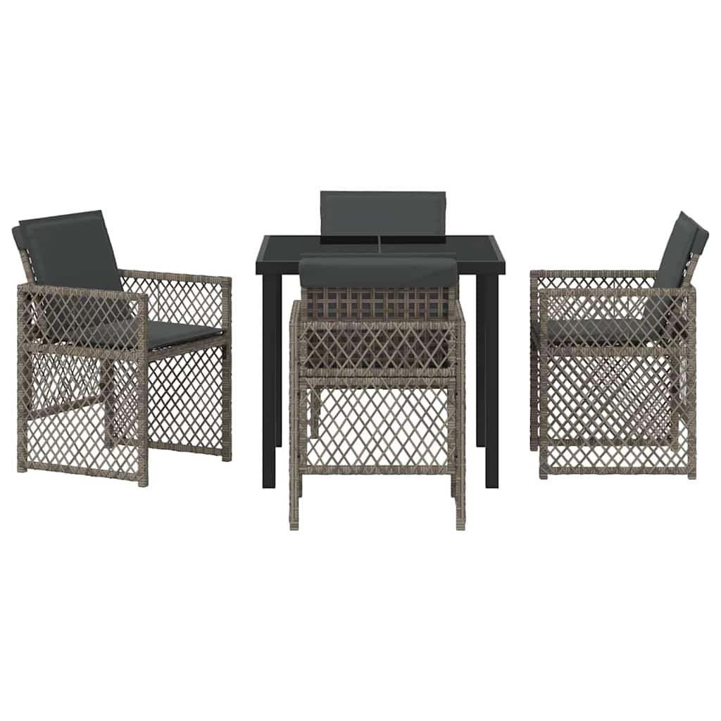 Tuin eettafelset 5 pcs Grijs poly rattan