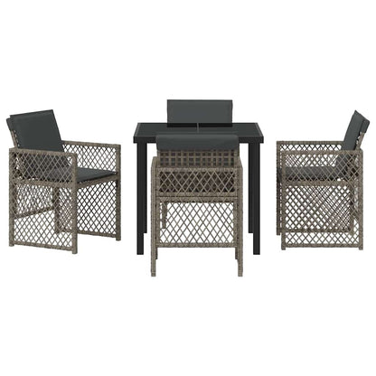 Tuin eettafelset 5 pcs Grijs poly rattan