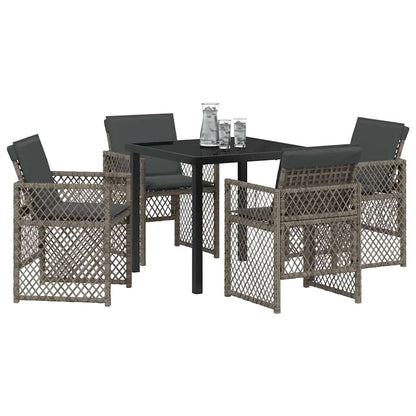 Tuin eettafelset 5 pcs Grijs poly rattan