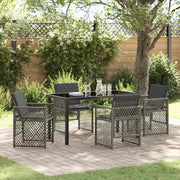 Tuin eettafelset poly rattan grijs 5-delig