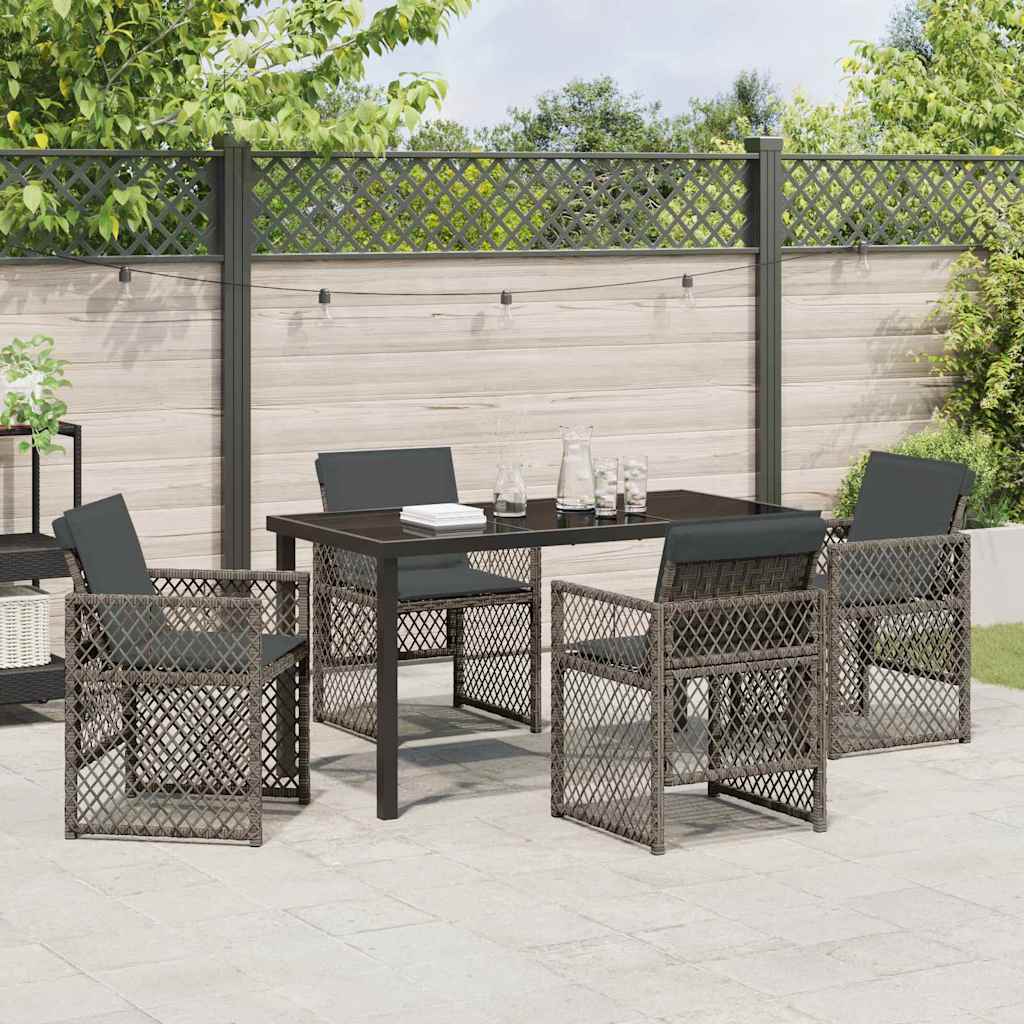 Tuin eettafelset 5 pcs Grijs poly rattan