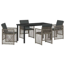 Tuin eettafelset 5 pcs Grijs poly rattan