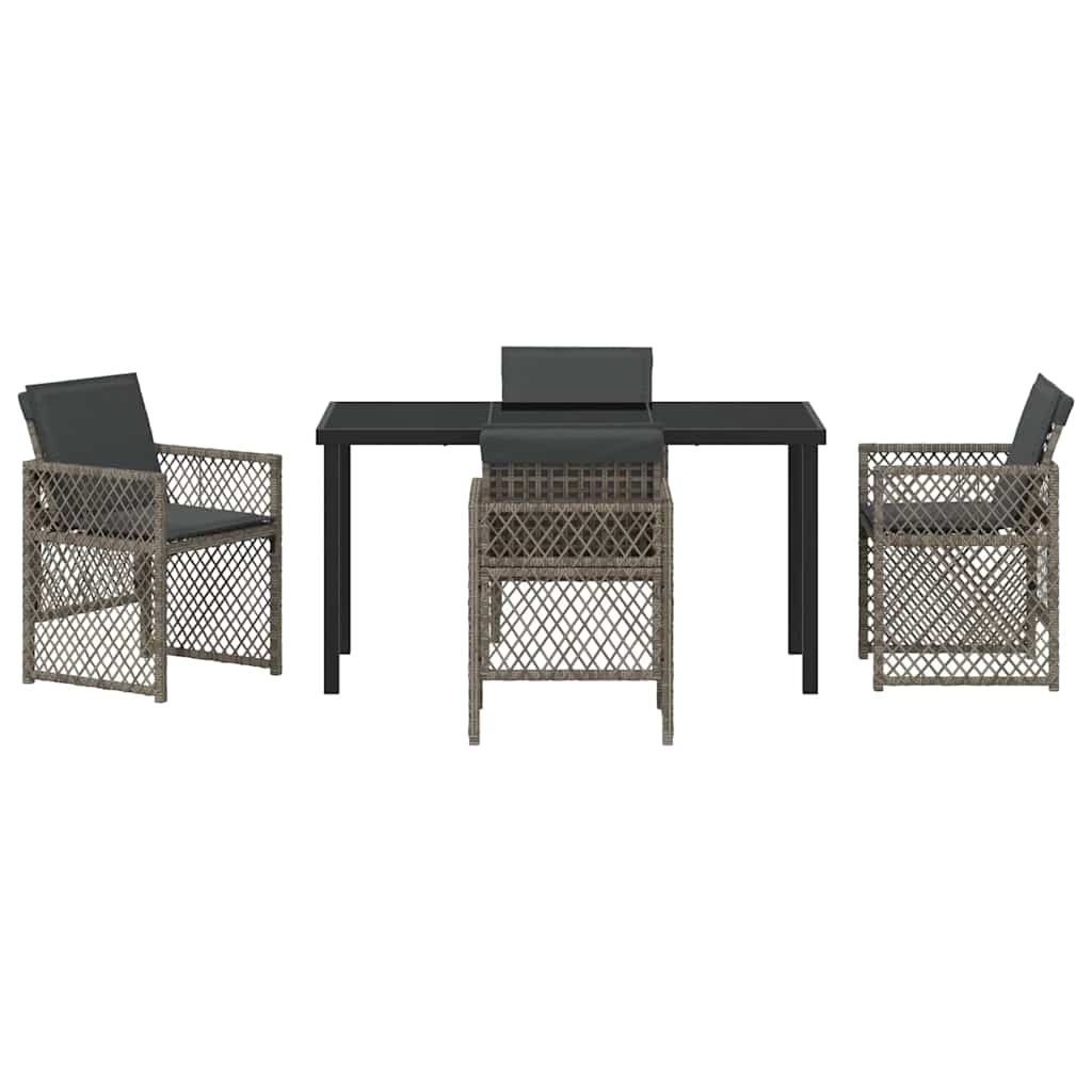 Tuin eettafelset 5 pcs Grijs poly rattan