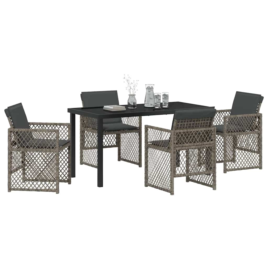 Tuin eettafelset 5 pcs Grijs poly rattan