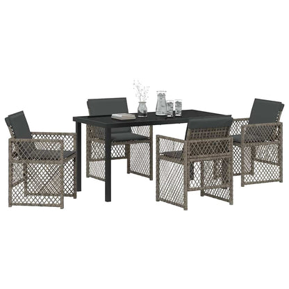 Tuin eettafelset 5 pcs Grijs poly rattan