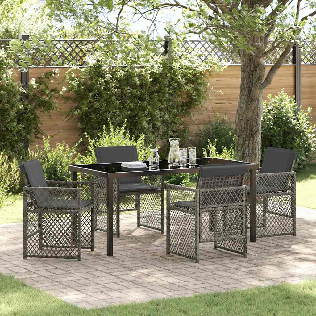 Tuin eettafelset 5 pcs Grijs poly rattan