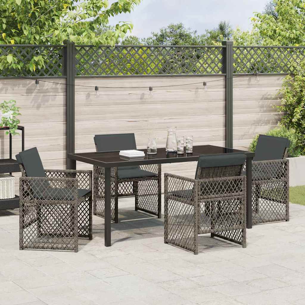 Tuin eettafelset 5 pcs Grijs poly rattan