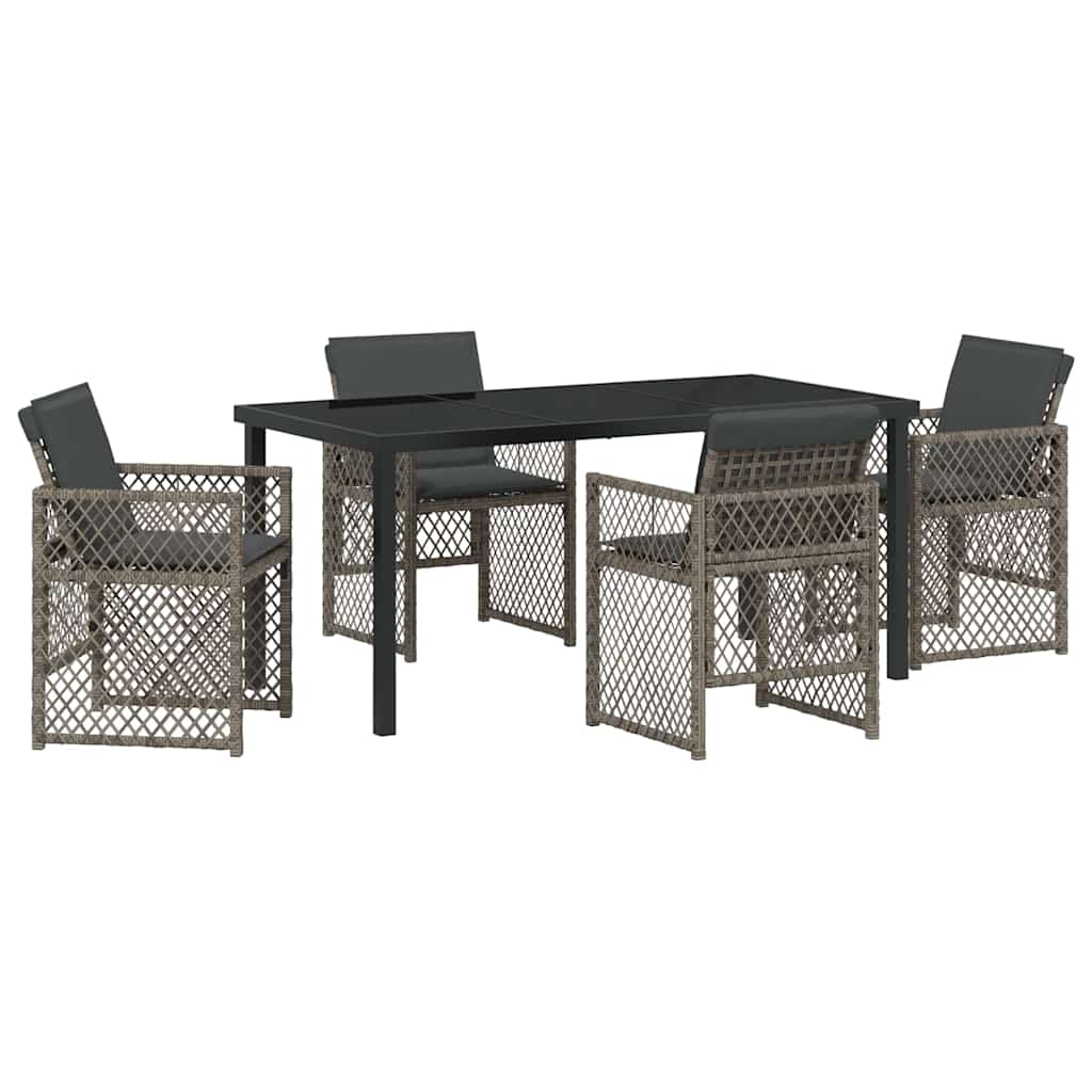 Tuin eettafelset 5 pcs Grijs poly rattan