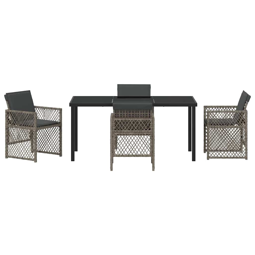 Tuin eettafelset 5 pcs Grijs poly rattan