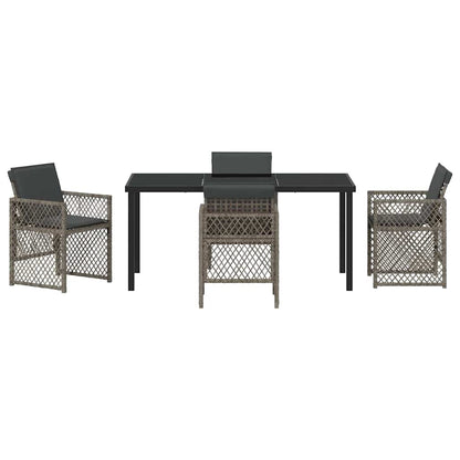 Tuin eettafelset 5 pcs Grijs poly rattan