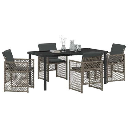 Tuin eettafelset 5 pcs Grijs poly rattan
