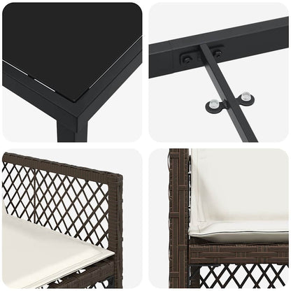 Tuin eettafelset 5 pcs Bruin poly rattan