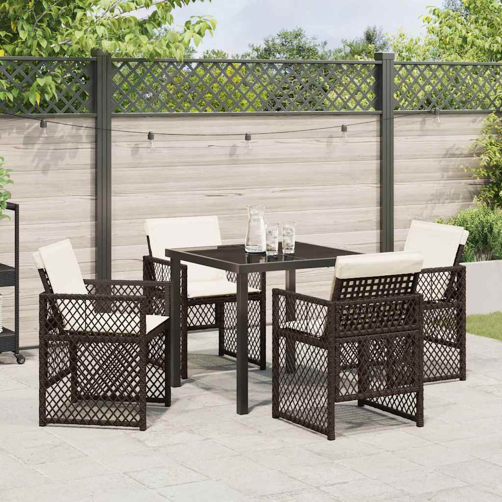 Tuin eettafelset 5 pcs Bruin poly rattan