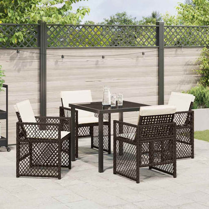 Tuin eettafelset 5 pcs Bruin poly rattan