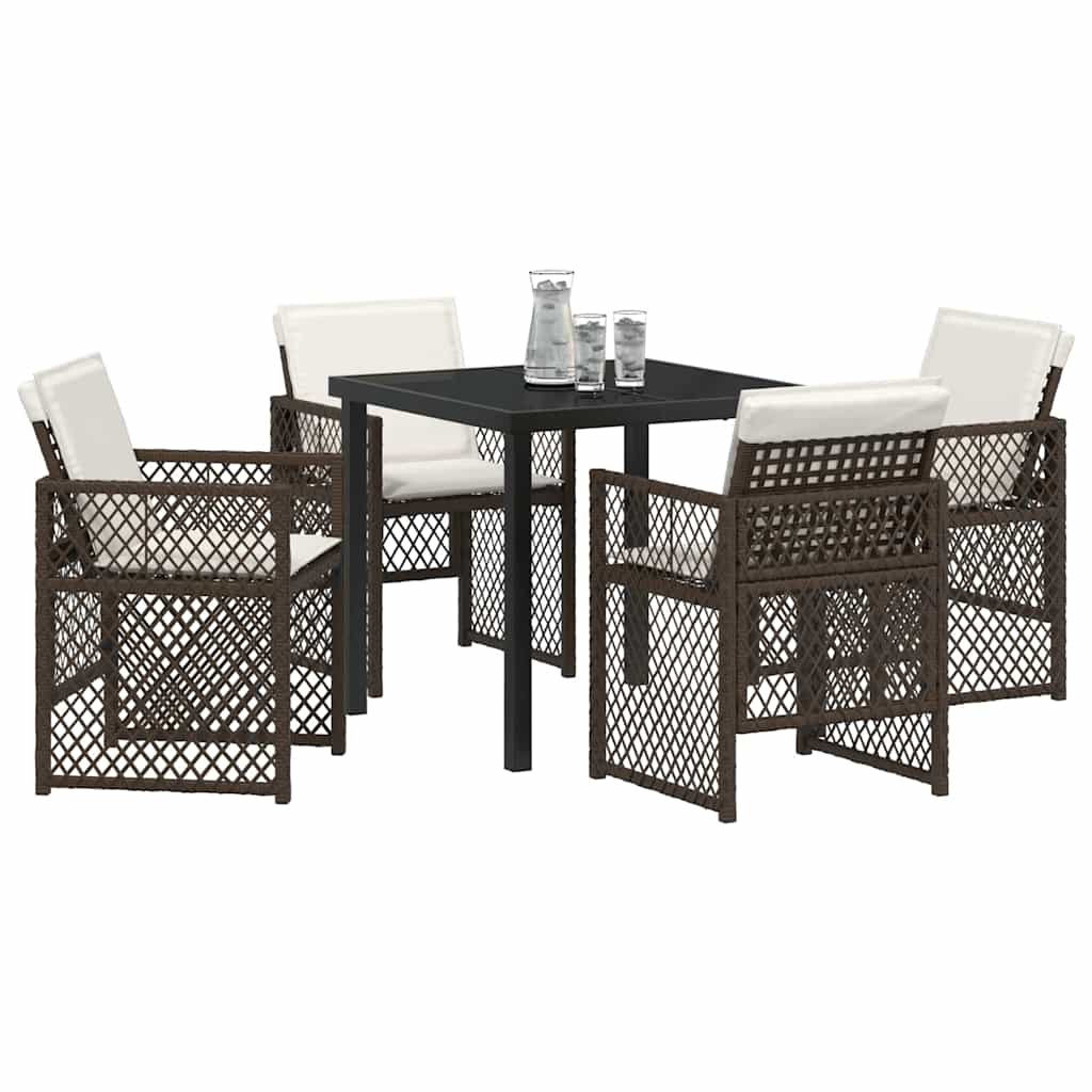 Tuin eettafelset 5 pcs Bruin poly rattan