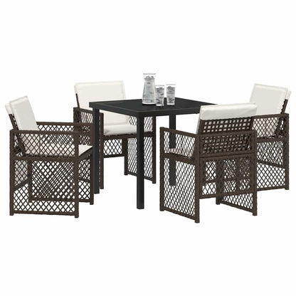 Tuin eettafelset 5 pcs Bruin poly rattan