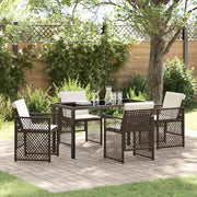 Tuin eettafelset poly rattan bruin 5-delig