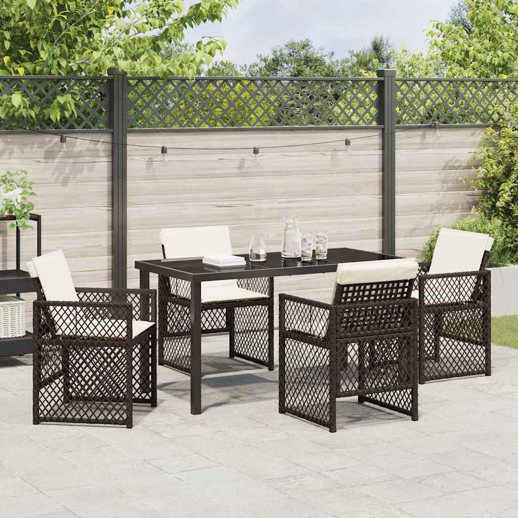 Tuin eettafelset 5 pcs Bruin poly rattan