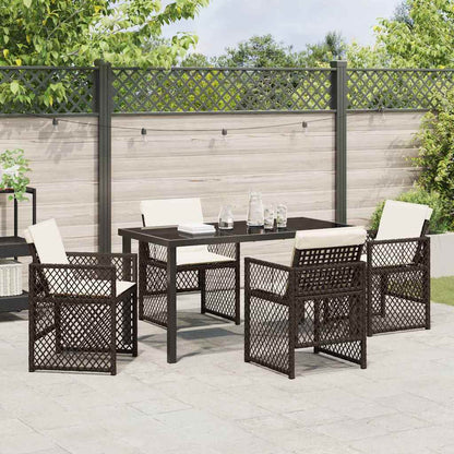 Tuin eettafelset 5 pcs Bruin poly rattan