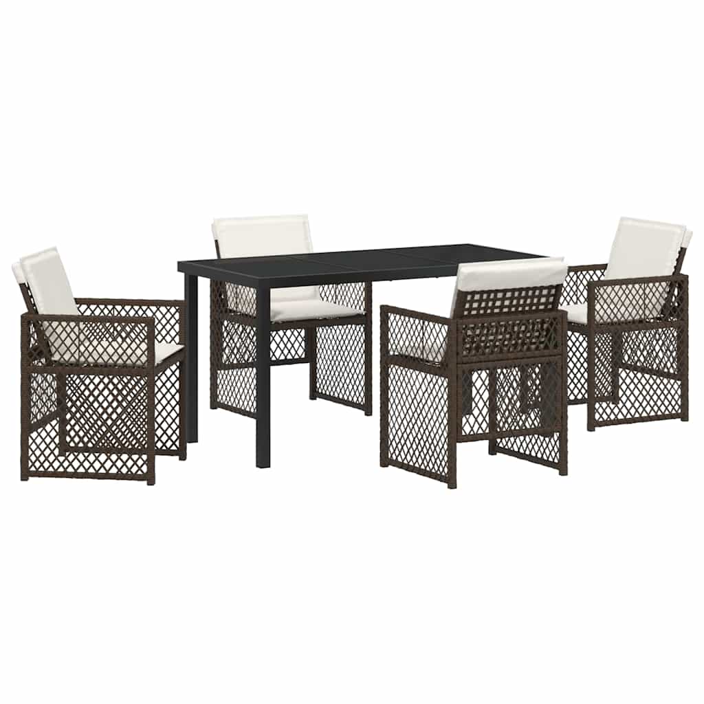 Tuin eettafelset 5 pcs Bruin poly rattan