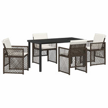 Tuin eettafelset 5 pcs Bruin poly rattan